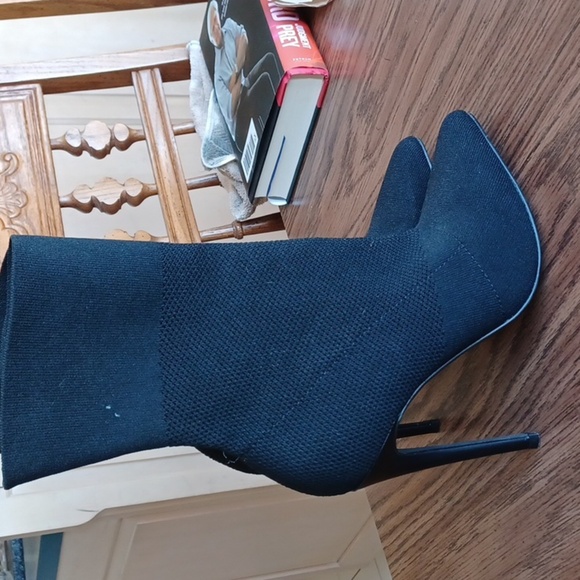 Steve Madden Black High Heel Sock Boot, 4.5" heel - Picture 3 of 8